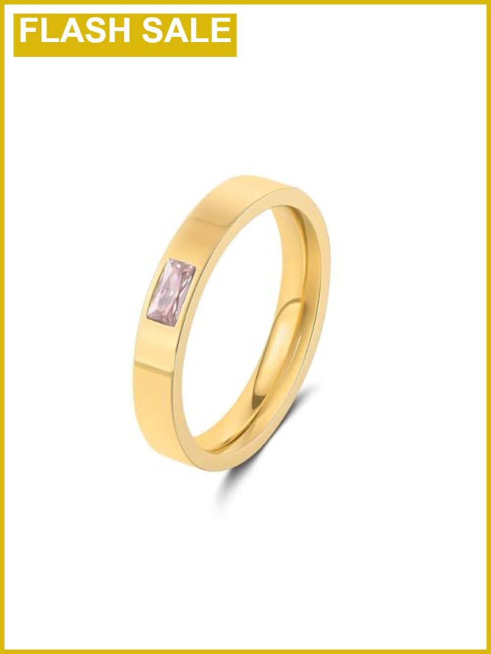 14K Gold Plated Birthstone Ring Stackable Band Hypoallergenic Gift for Her